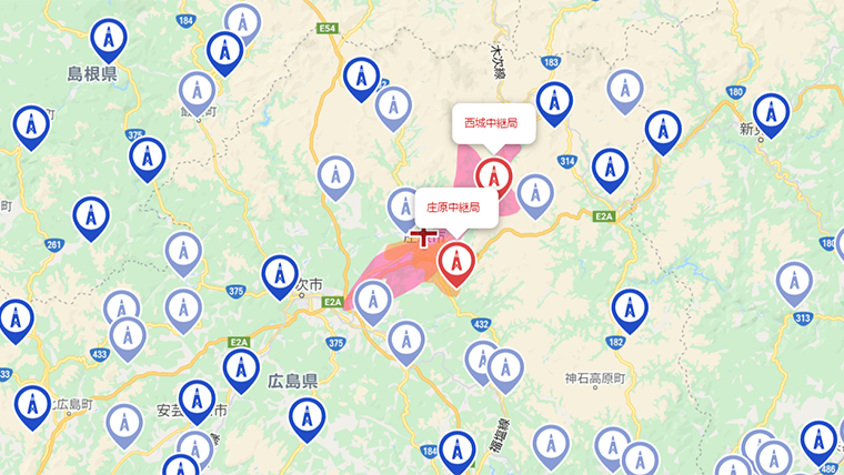 庄原市の地デジの電波