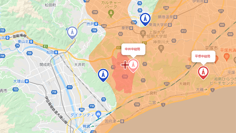 神奈川県中井町の地デジの電波