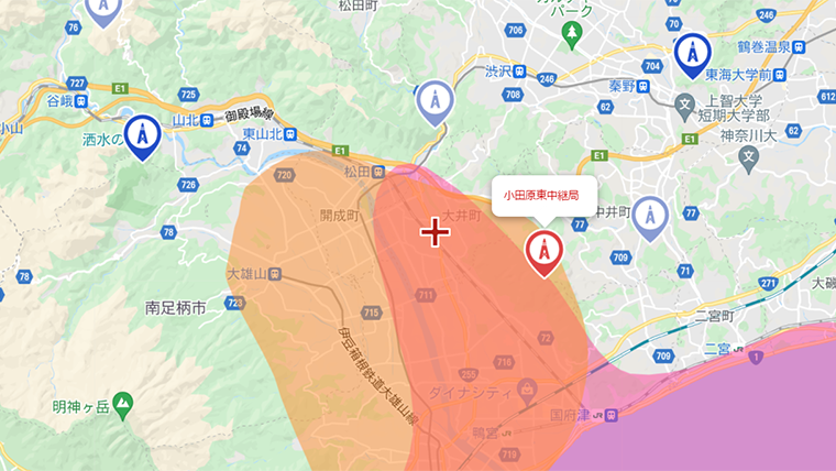 神奈川県大井町の地デジの電波