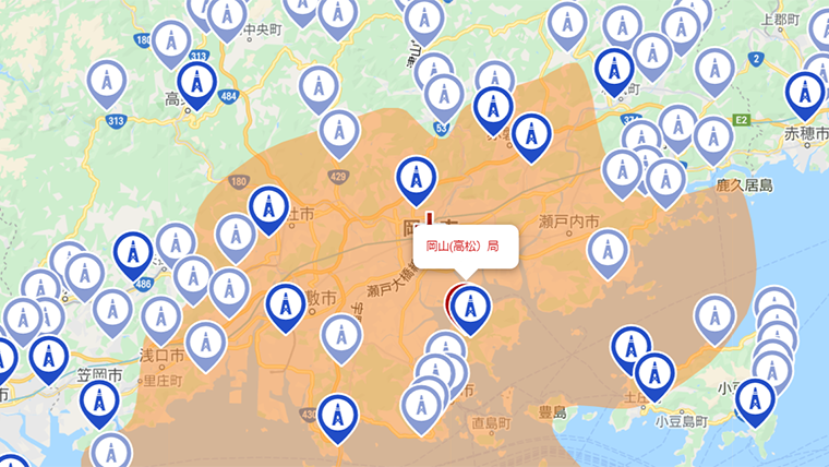 岡山市の地デジの電波