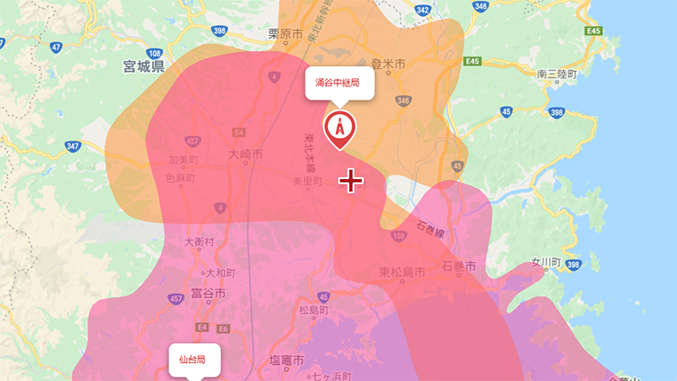 涌谷町の地デジの電波
