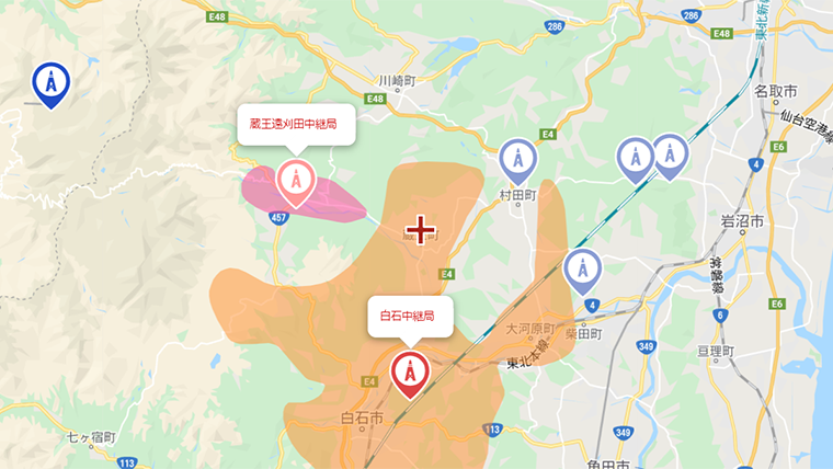 蔵王町の地デジの電波