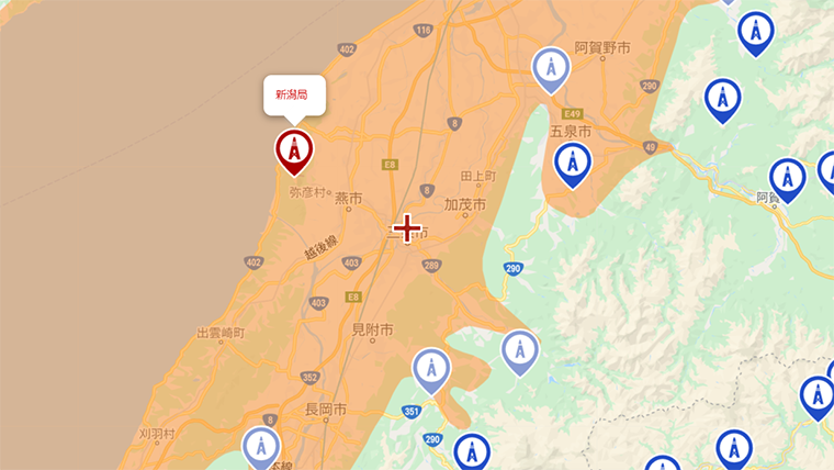 三条市の地デジの電波