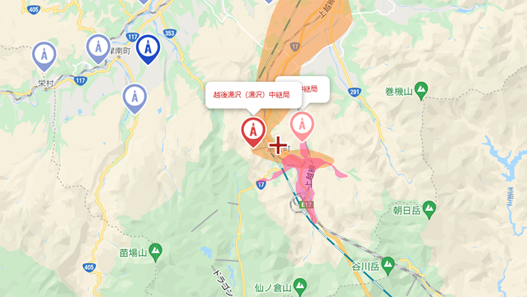 湯沢町の地デジの電波