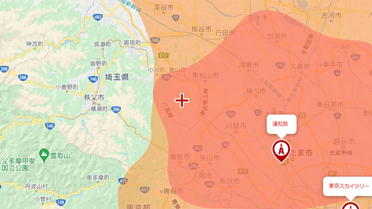鳩山町の地デジの電波