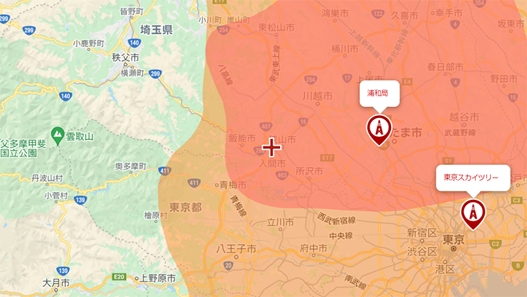 入間市の地デジの電波