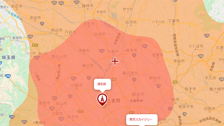 白岡市の地デジの電波