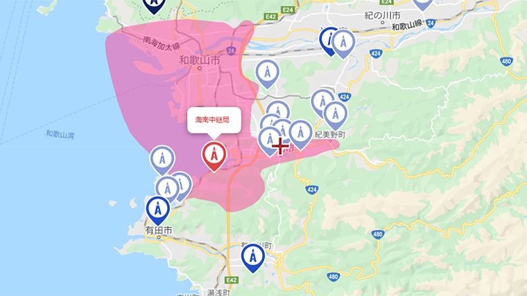 海南市の地デジの電波