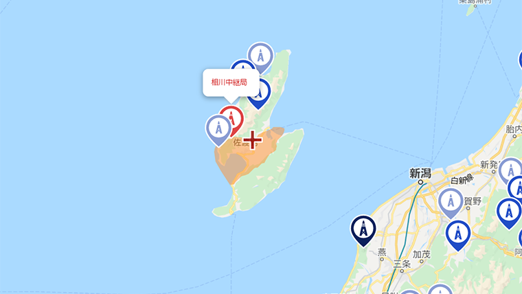 佐渡市の地デジの電波