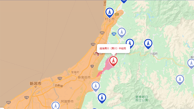 胎内市の地デジの電波