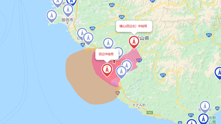 田辺市の地デジの電波
