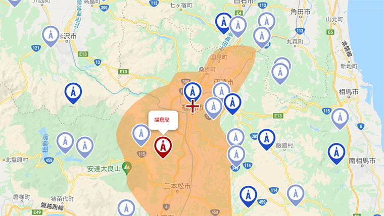 福島市の地デジの電波