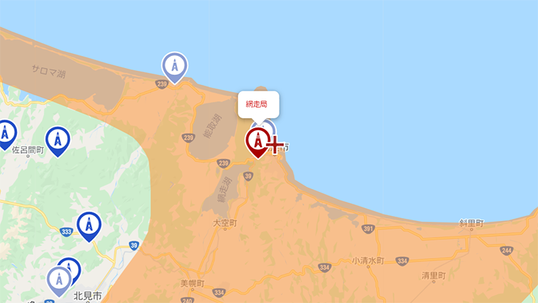 網走市の地デジの電波