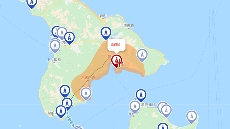 函館市の地デジの電波