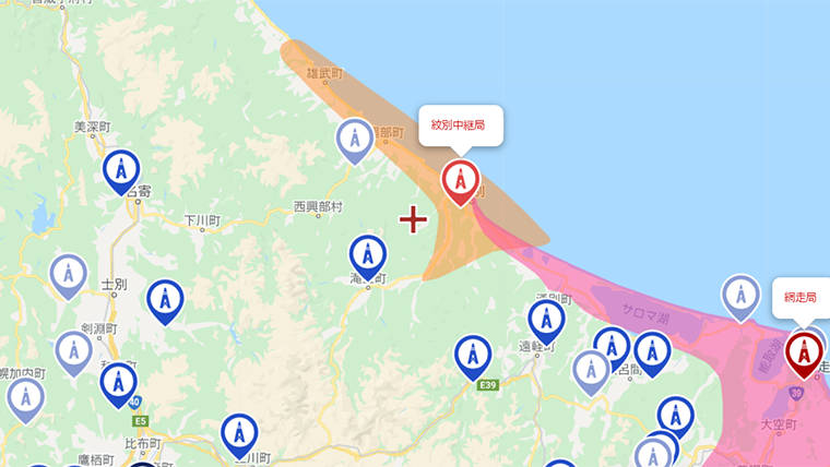 紋別市の地デジの電波