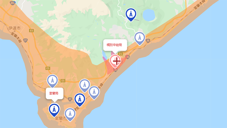 登別市の地デジの電波