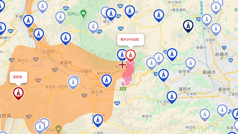 軽井沢町の地デジの電波