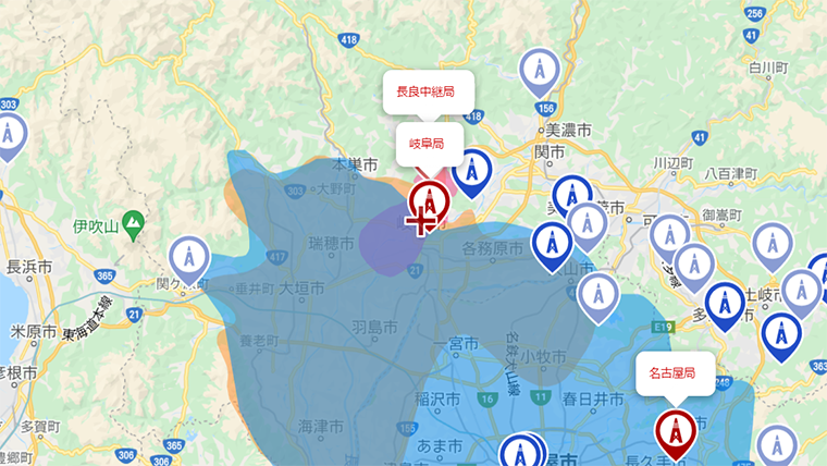 岐阜市の地デジの電波