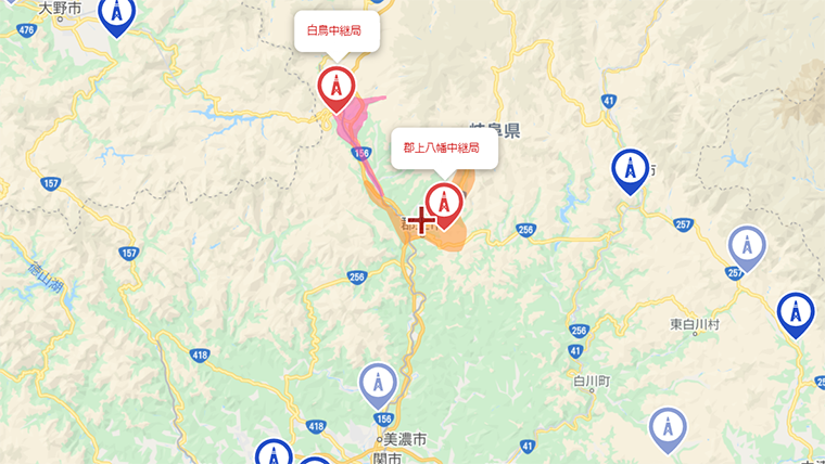 郡上市の地デジの電波
