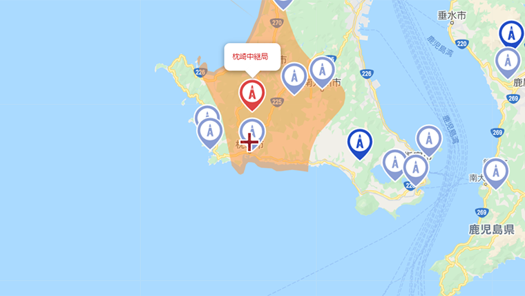 枕崎市の地デジの電波