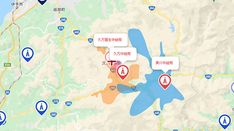 久万高原町の地デジの電波