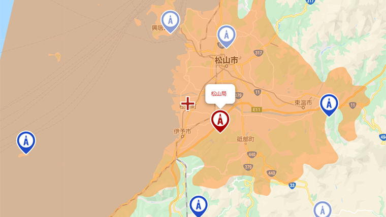 松前町の地デジの電波