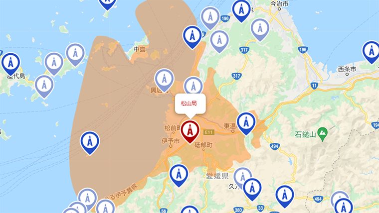 松山市の地デジの電波