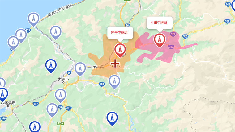 内子町の地デジの電波