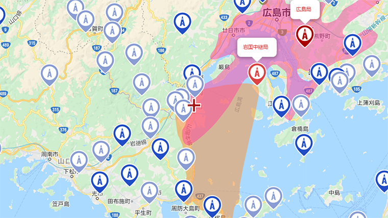 岩国市の地デジの電波