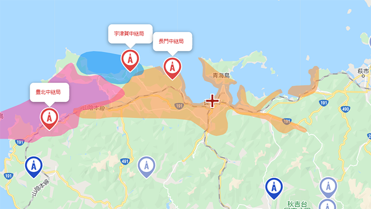 長門市の地デジの電波