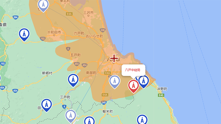 八戸市の地デジの電波