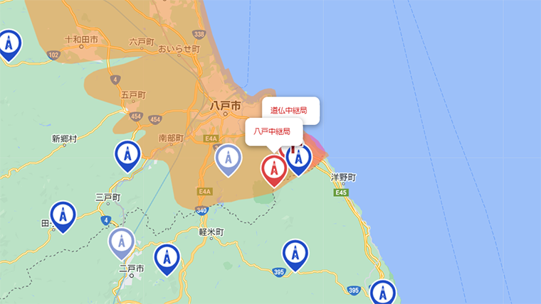 階上町の地デジの電波