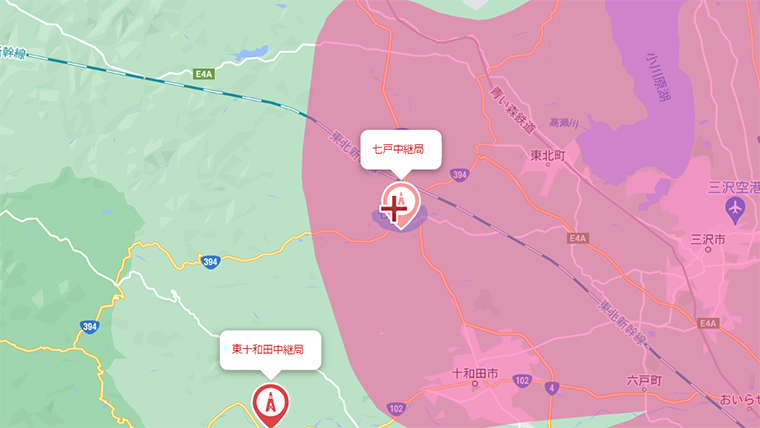 七戸町の地デジの電波