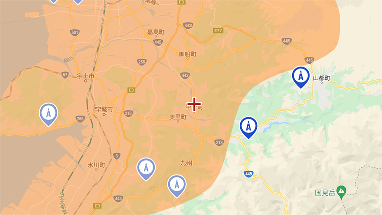 甲佐町の地デジの電波