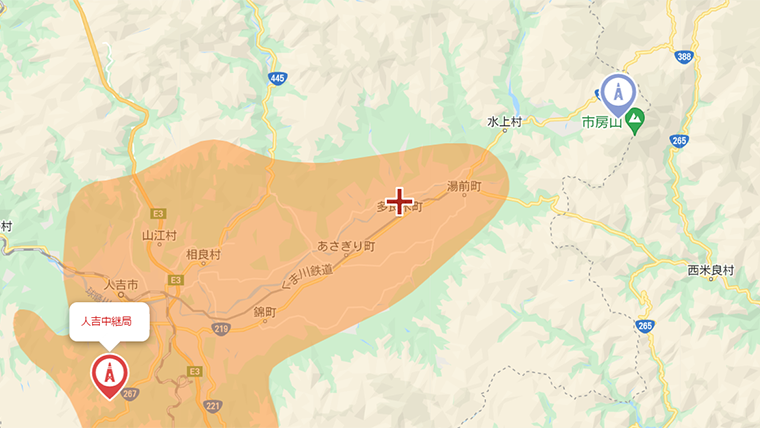 多良木町の地デジの電波