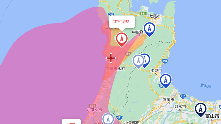 羽咋市の地デジの電波