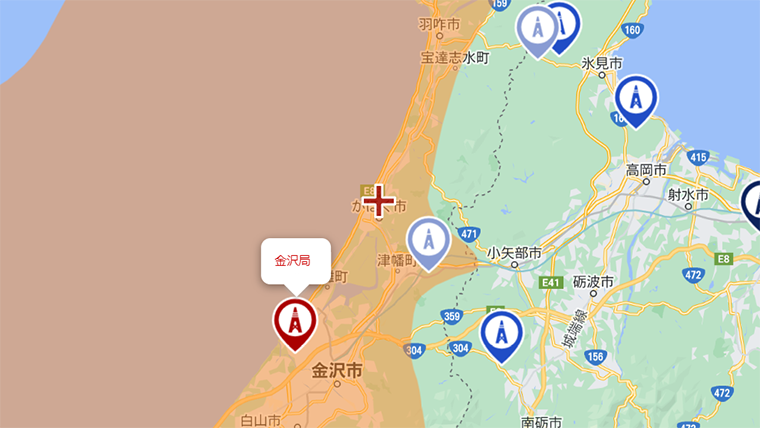 かほく市の地デジの電波