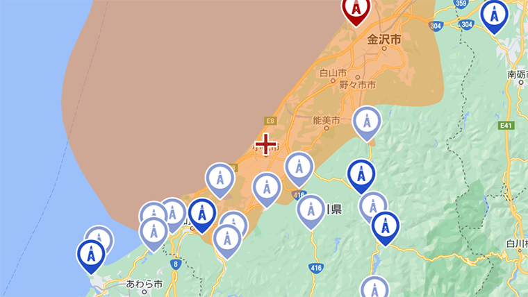 小松市の地デジの電波