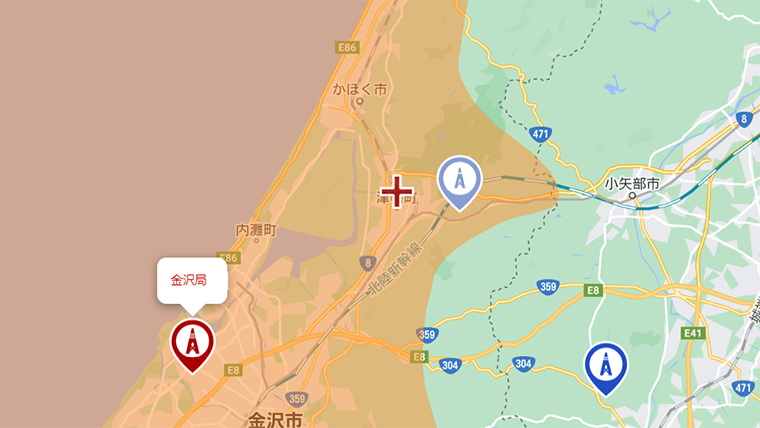 津幡町の地デジの電波