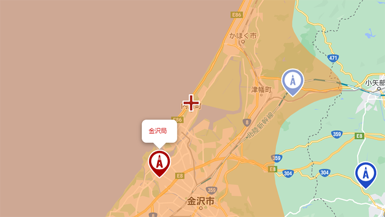 内灘町の地デジの電波