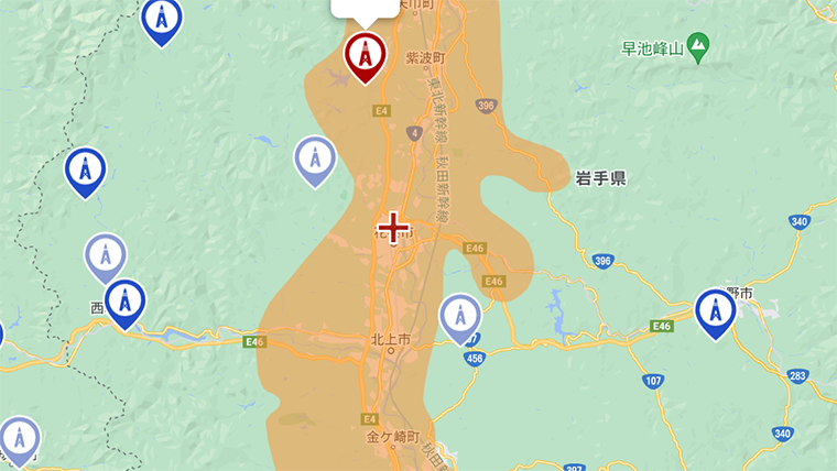 花巻市の地デジの電波