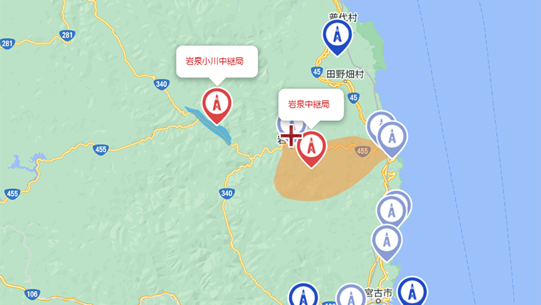 岩泉町の地デジの電波