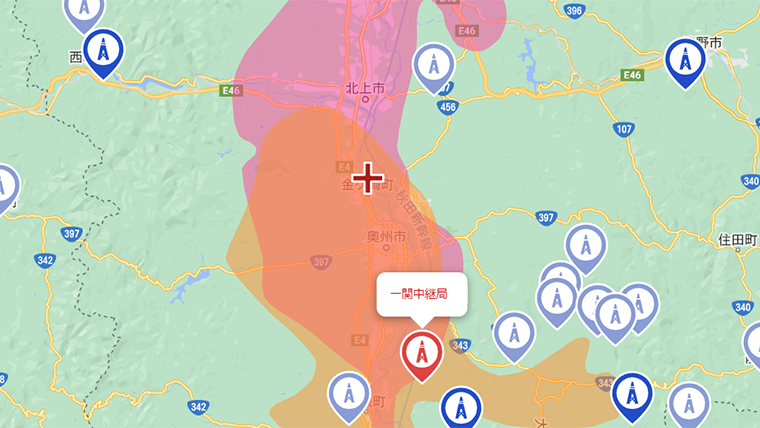 金ケ崎町の地デジの電波