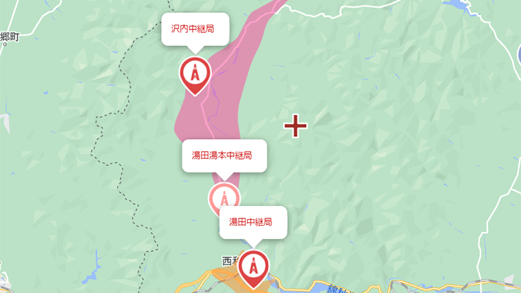 西和賀町の地デジの電波