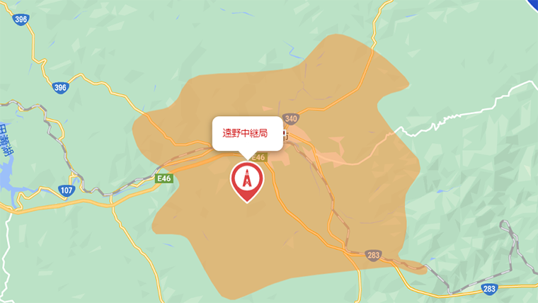 遠野市の地デジの電波