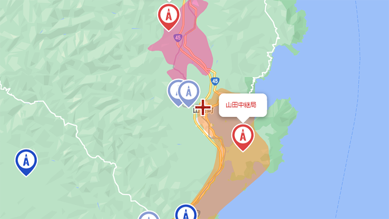 山田町の地デジの電波