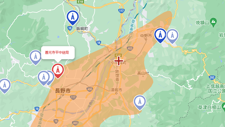 小布施町の地デジの電波