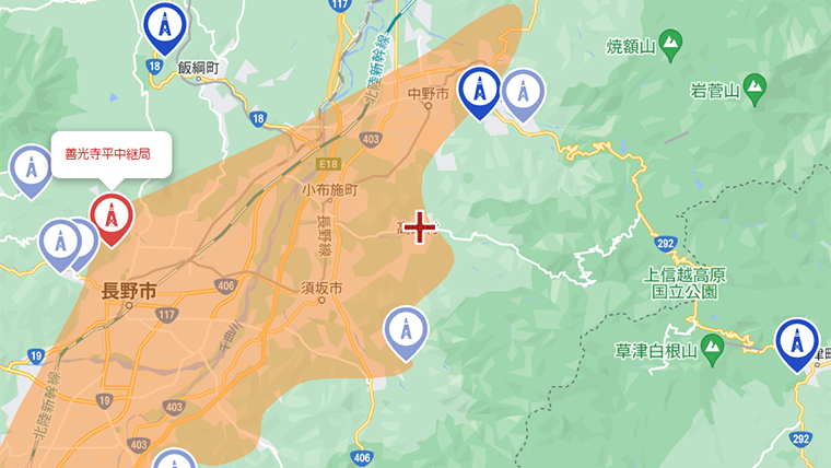 高山村の地デジの電波
