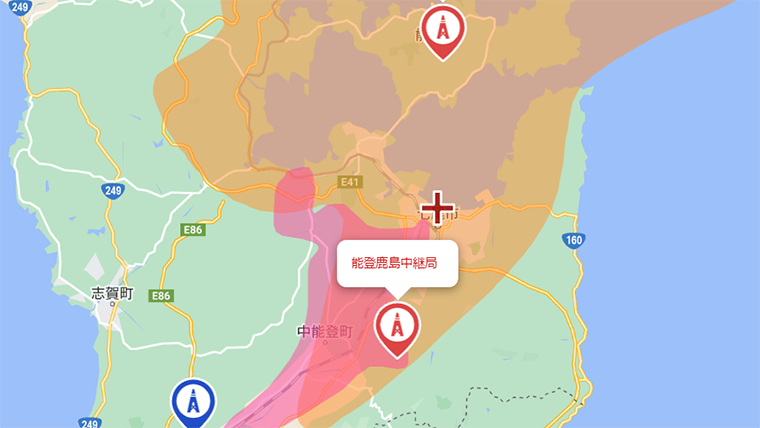 七尾市の地デジの電波