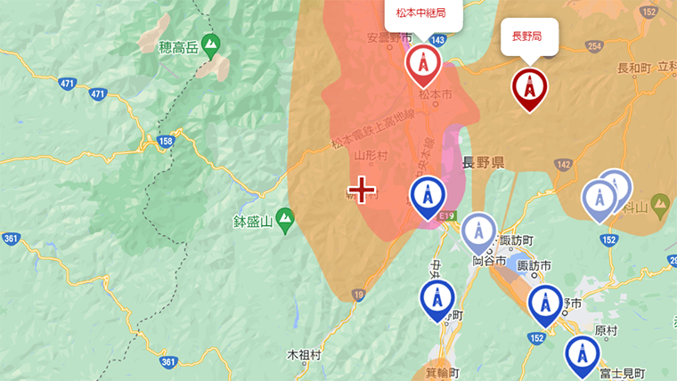朝日村の地デジの電波